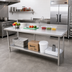 Thumbnail image #2 for Omcan USA Stainless Steel Work Table with 4-Inch Backsplash and Undershelf, 84 x 24 x 34 Inches
