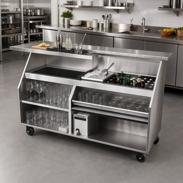 Product image #2 for Glastender Portable Bar for Glassware with 72-Inch Stainless Steel Top, 18-Inch Ice Bin and 24-Inch Beverage Compartment