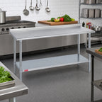 Thumbnail image #2 for Duke Manufacturing 314-2472-2R 72-Inch x 24-Inch Stainless Steel Work Table, 14-Gauge 300 Series Top, 1-1/8-Inch Riser, Galvanized Undershelf