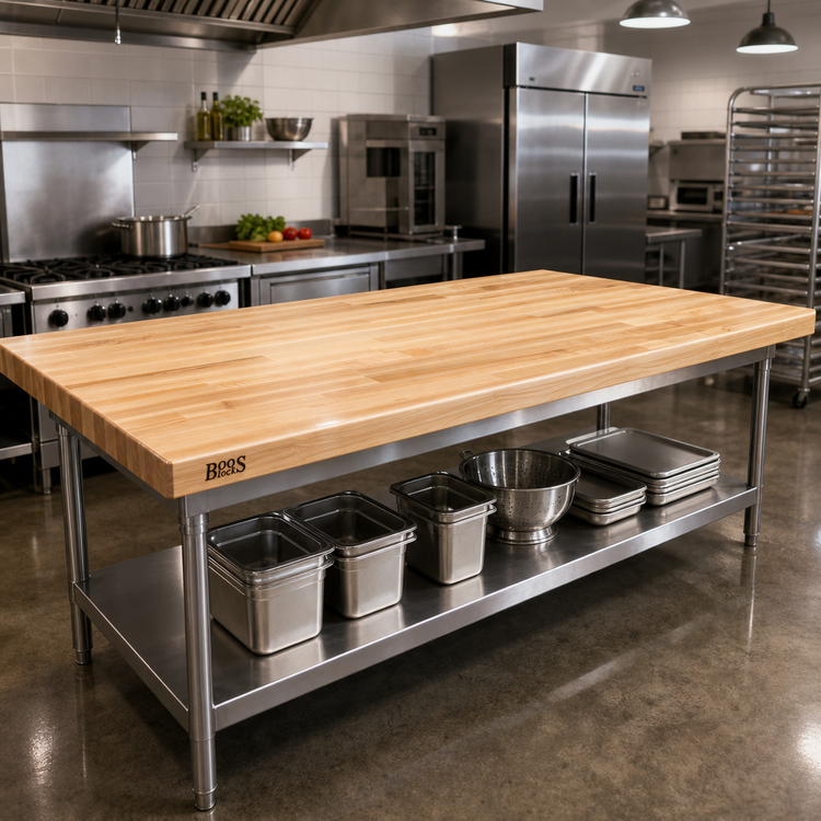 Product image #2 for Boos Block 72" x 48" Blended Edge Grain Northern Hard Rock Maple Kitchen Countertop, Varnique Finish