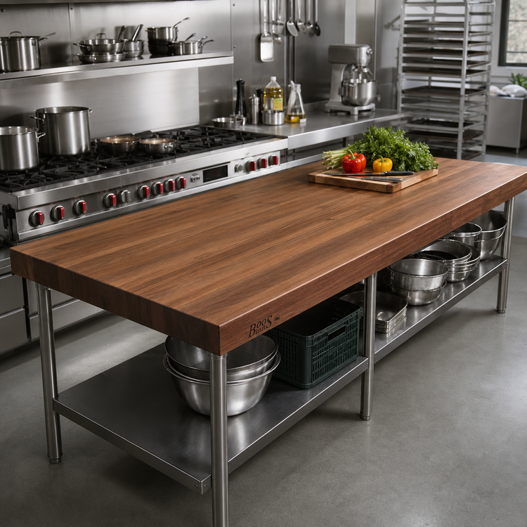 Product image #2 for John Boos Boos Block American Black Walnut Edge Grain Kitchen Countertop with Varnique Finish, 120" x 36"