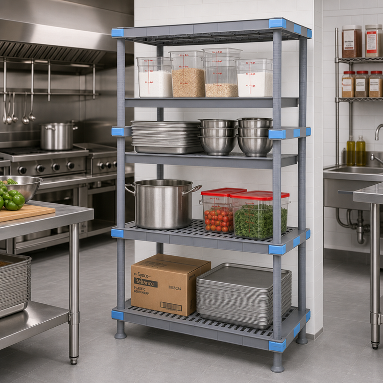 Product image #2 for Millenia 36"W x 21"D x 74"H Gray 4-Shelf Polymer Shelving Starter Unit