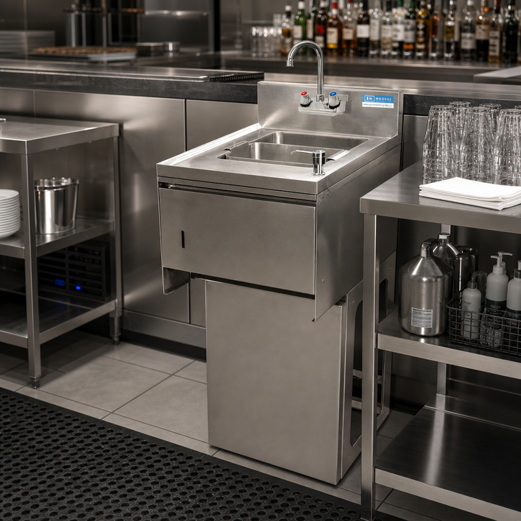 Product image #3 for Slimline 1-Compartment Underbar Dump Sink with Faucet, Soap Dispenser, Basket Drain and Towel Dispenser