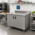 Thumbnail image #2 for Advance Tabco Special Value Economy Enclosed Work Table with Cabinet Base, 96 x 24 Inches, 16-Gauge 304 Stainless Steel Top, 5-Inch Backsplash