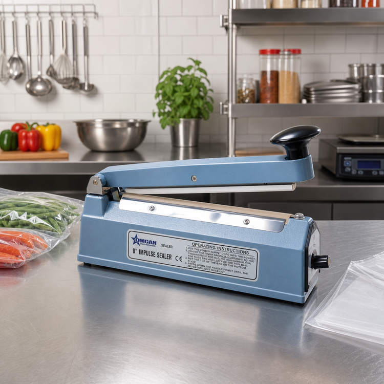 Product image #2 for Omcan USA Manual Countertop Impulse Bag Sealer, 8-Inch Seal Bar, 110V