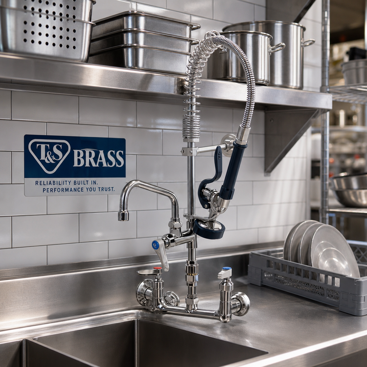 Product image #3 for T&S Brass Mini Pre-Rinse Unit with 8-Inch Wall-Mount Mixing Faucet and 1.15 GPM Spray Valve