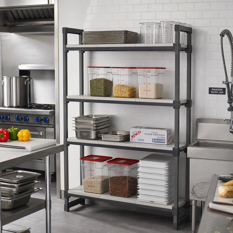 Product image #2 for Cambro Camshelving Elevation 18" x 48" Solid Wall Shelving Add-On Shelf Kit, Brushed Graphite