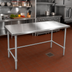 Thumbnail image #2 for John Boos Stallion 120-Inch x 24-Inch 16-Gauge 300 Series Stainless Steel Flat Top Work Table with Safety Edge and Galvanized Base