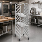 Thumbnail image #3 for Channel Manufacturing 403SN Stainless Steel Nesting End-Load Bun Pan Rack, 12-Pan Capacity, 5-Inch Spacing, 5-Inch Casters