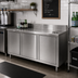 Thumbnail image #2 for John Boos 60-Inch x 36-Inch Stainless Steel Beverage Unit Cabinet Base with Hinged Doors, 5-Inch Backsplash, and Right-Side Trash Chute