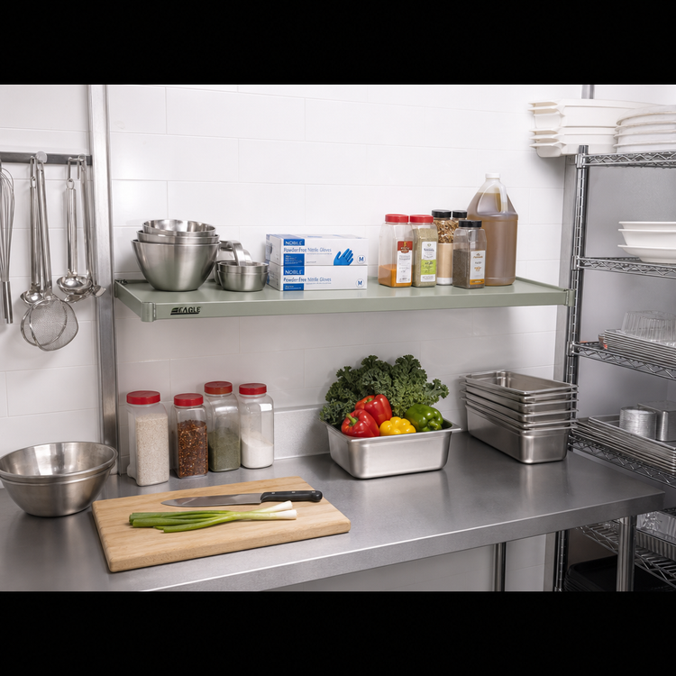Product image #2 for Eagle Valu-Gard 54" x 24" Solid Commercial Shelf, Green Epoxy, 400 lb. Capacity