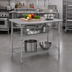 Thumbnail image #2 for Eagle AdjusTable 36 Inch x 30 Inch Adjustable Height Basic Stainless Steel Work Table with 2 Chrome Wire Undershelves