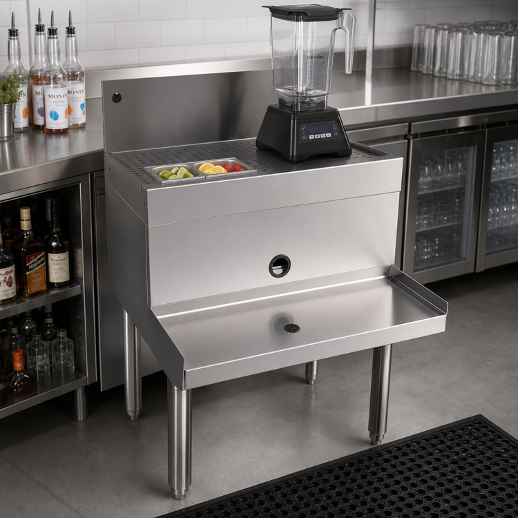 Product image #2 for Glastender DBSA-24 Underbar Stainless Steel Blender Station with Drainboard Top, 24 Inch x 24 Inch