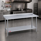 Thumbnail image #2 for Duke Manufacturing 314-3684-2R 84" x 36" Stainless Steel Work Table, 14-Gauge 300 Series, Straight Riser, Galvanized Undershelf