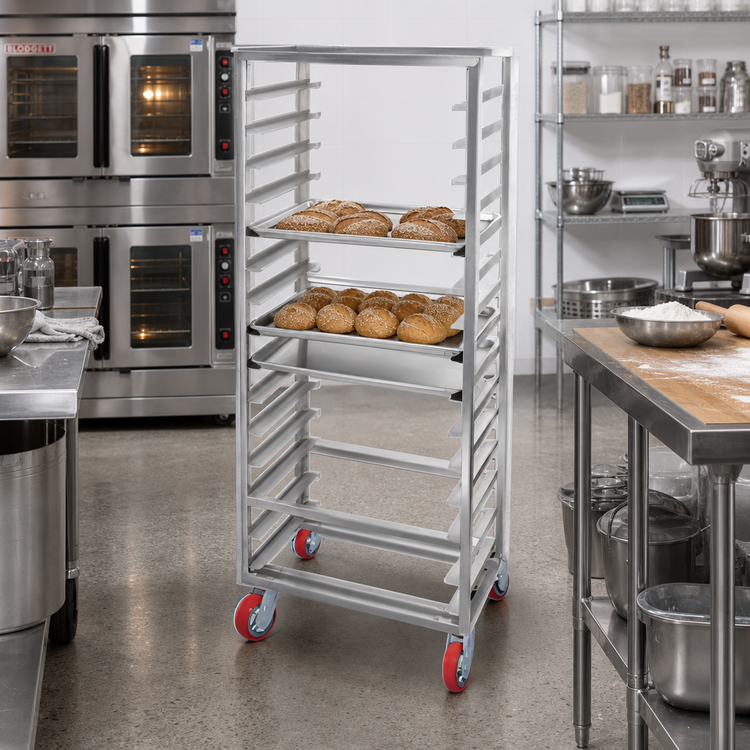 Product image #2 for Channel Lifetime Tough Extra Heavy-Duty Aluminum Side-Load Bun Pan Rack with Casters, 8-Pan Capacity