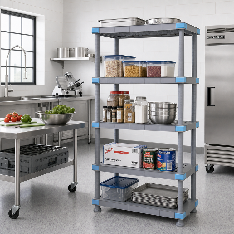 Product image #2 for Quantum Millenia 24 x 24 x 86 Inch Gray Polymer 5-Shelf Stationary Starter Shelving Unit, 2,000 lb Capacity