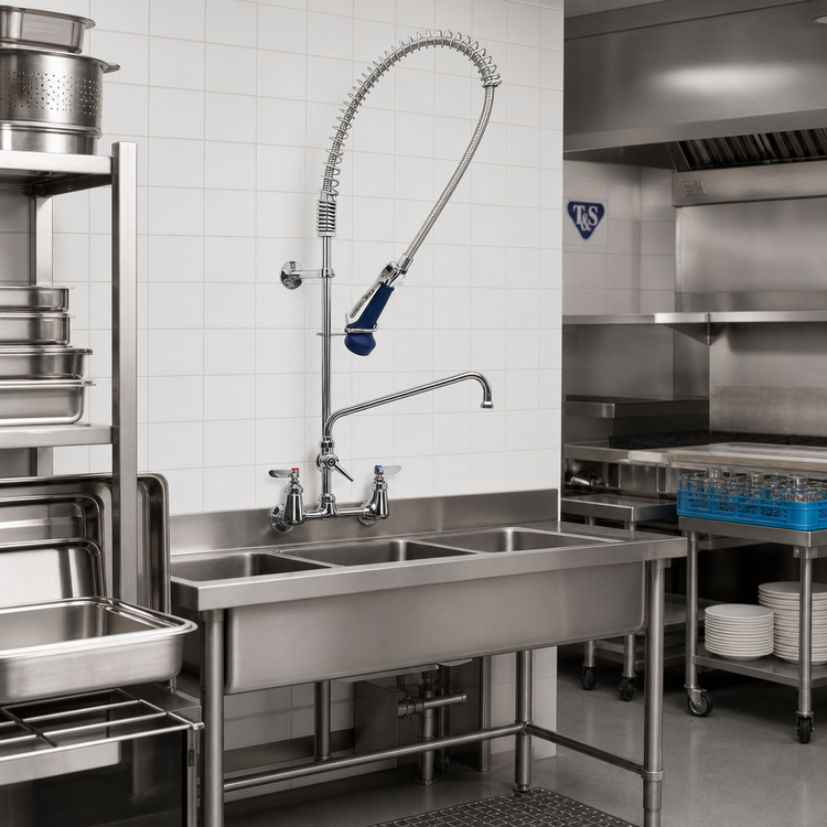 Product image #2 for T&S Brass EasyInstall Wall-Mount Pre-Rinse Unit with Add-On Faucet, 14-Inch Swing Nozzle, and 1.07 GPM Spray Valve