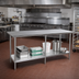 Thumbnail image #2 for Advance Tabco 108-Inch x 24-Inch Flat Top Work Table with 304 Stainless Steel Top and Adjustable Galvanized Undershelf