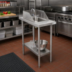 Thumbnail image #2 for John Boos Stallion EFT8-3018SSK-S-X 18 x 30 Inch Stainless Steel Filler Table with Drop-In Sink, Faucet, and Adjustable Undershelf