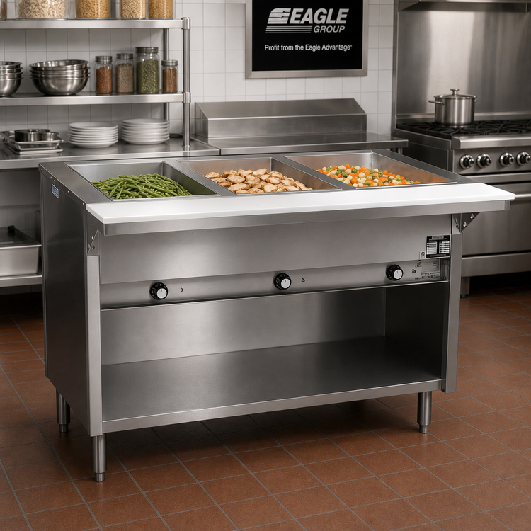 Product image #2 for Eagle Spec-Master 48-Inch Electric Hot Food Table with 3 Open Wells, Cutting Board, and Enclosed Base