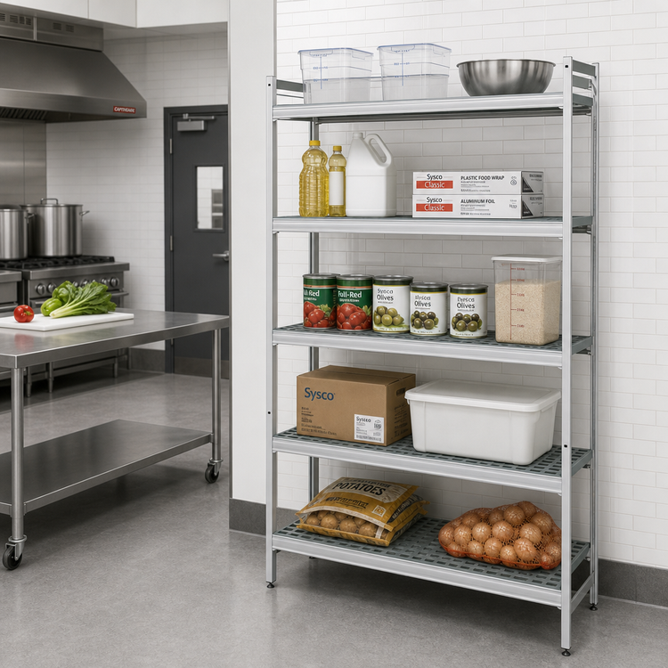 Product image #2 for Fermostock 5-Tier Perforated Polymer Shelving Add-On Unit, 35 Inches Wide x 22 Inches Deep x 83 Inches High