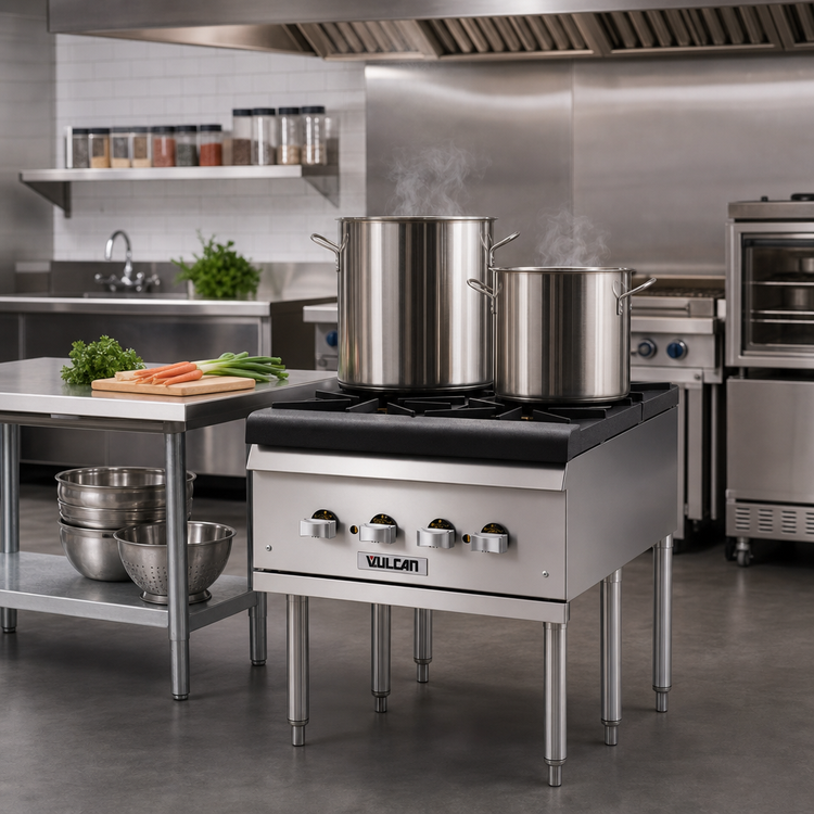 Product image #2 for Vulcan 18-Inch Gas Stock Pot Range with (2) Cast Iron Two-Ring Burners, 220,000 BTU
