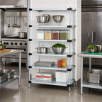 Thumbnail image #2 for Quantum WR63-1442SG-5 Stationary Solid Shelving Starter Unit, 42W x 14D x 63H, 5 Shelves, Galvanized Steel, Chrome Posts