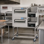 Thumbnail image #2 for Lincoln Foodservice Impinger II (1100 Series) 1180-FB2E Double-Stack Electric Conveyor Pizza Oven Package with Digital Controls and Stand