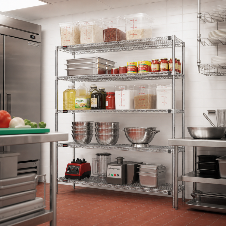 Product image #2 for Eagle Group Red-i-Pak 5-Tier Wire Shelving Unit, 60W x 18D x 63H, Stationary, Hybrid Epoxy Finish