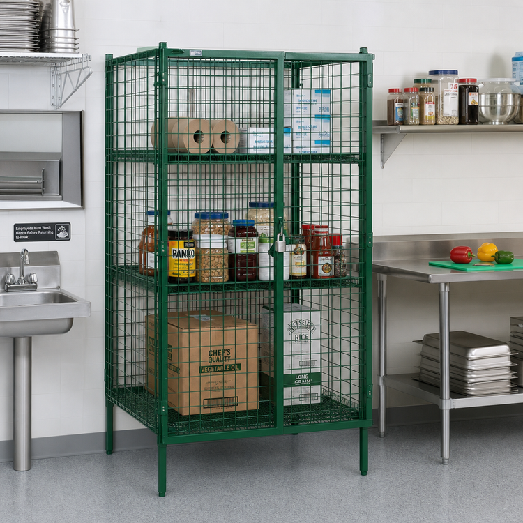 Product image #2 for Metro Super Erecta Stationary Wire Security Cage with Metroseal 3 Green Epoxy-Coated Finish, 38-1/2 x 21-1/2 x 66-13/16 Inches