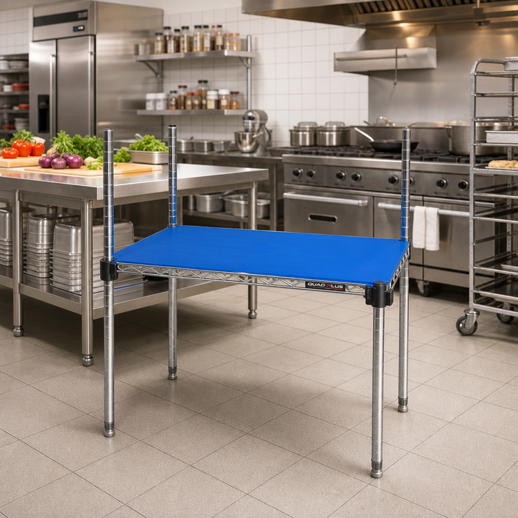 Product image #2 for QuadPLUS 30 x 24 Inch Solid Blue Polymer Shelf Mat with Chrome Quad-Adjust Frame