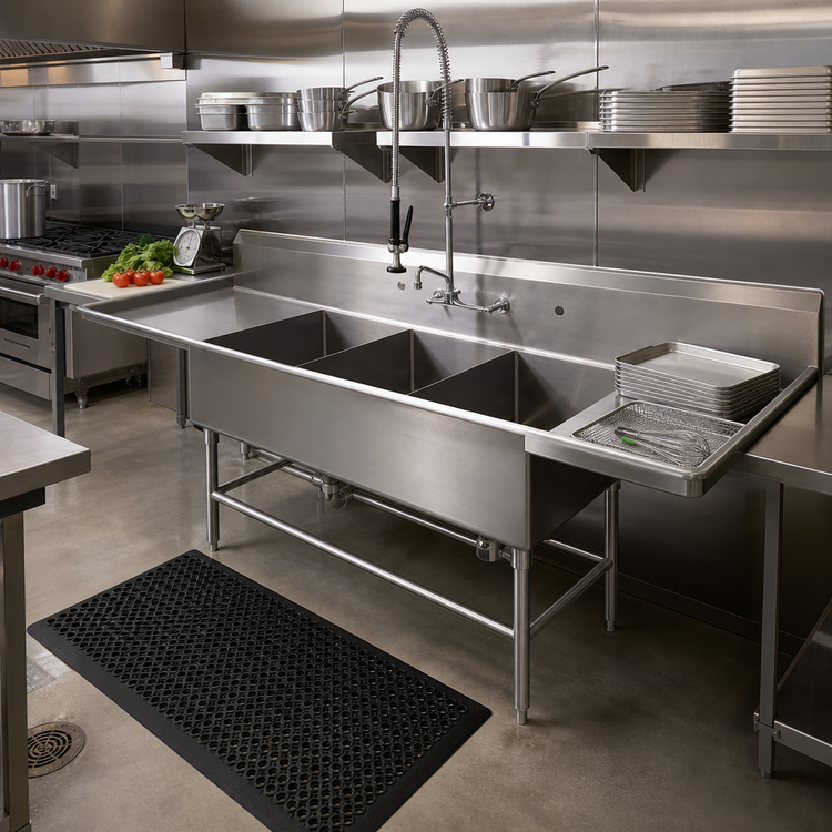 Product image #2 for John Boos Pro-Bowl 3-Compartment Sink with Dual 36-Inch Drainboards, 14-Gauge Stainless Steel