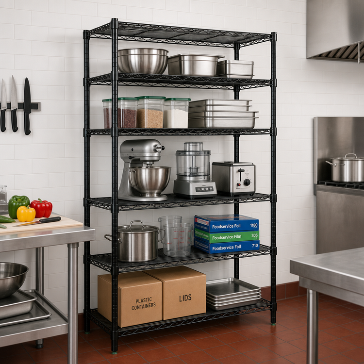 Product image #2 for Quantum 72 x 18 x 54 Inch 5-Shelf Wire Shelving Starter Kit, Black Epoxy