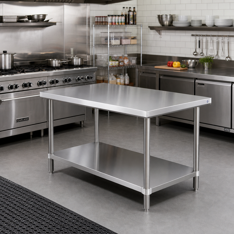 Product image #2 for 30 x 48 x 34 Flat Top Stainless Steel Work Table with Undershelf