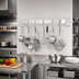 Thumbnail image #2 for Advance Tabco 24 Inch Wall-Mounted Single-Bar Aluminum Pot Rack with 6 Plated Double Hooks