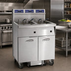 Thumbnail image #2 for Imperial (Middleby) IFSSP375ET Electric Floor Fryer, 3-Tank Battery, 75 lb. per Tank, Electronic Thermostat, Built-In Filter