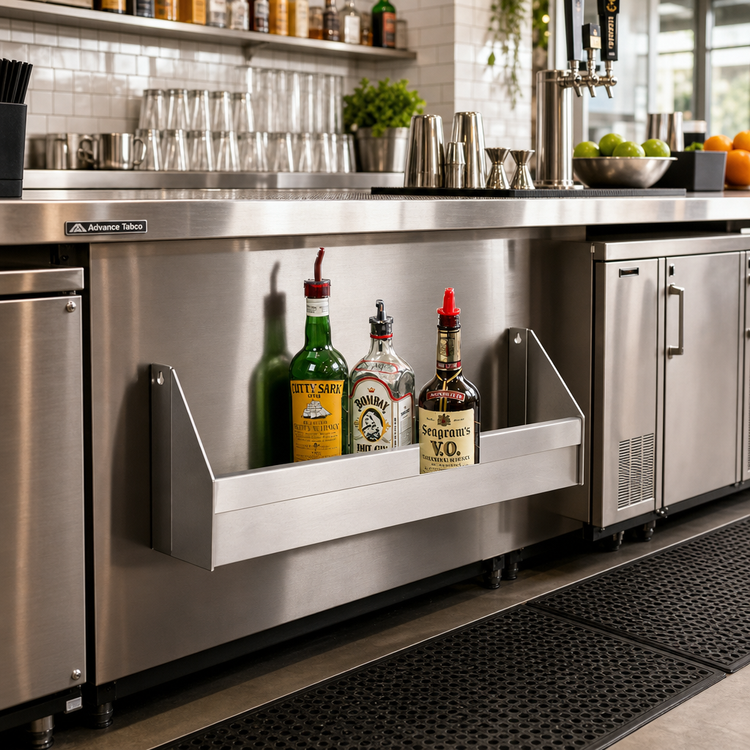 Product image #2 for Advance Tabco Special Value Series SRK-4-X 48-Inch Single-Tier Stainless Steel Underbar Speed Rail (Keyhole Mounting, 13-14 Bottle Capacity)