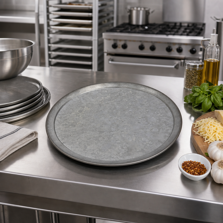Product image #2 for 16 Inch Round Onyx Galvanized Wide-Rim Serving Pan
