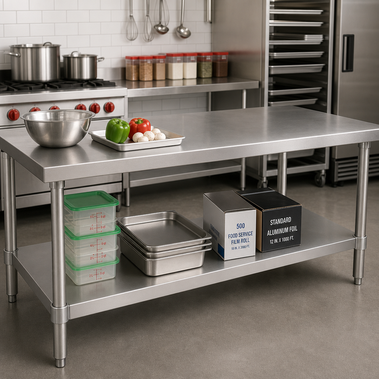 Product image #2 for BK Resources 18-Gauge Stainless Steel Undershelf for 48"W x 30"D Work Tables