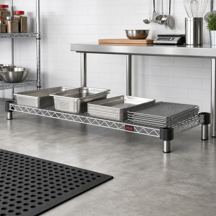 Product image #2 for Eagle Group QuadTruss Quad-Adjust Stainless Steel Wire Shelf, 72"W x 18"D, 600 lb. Capacity