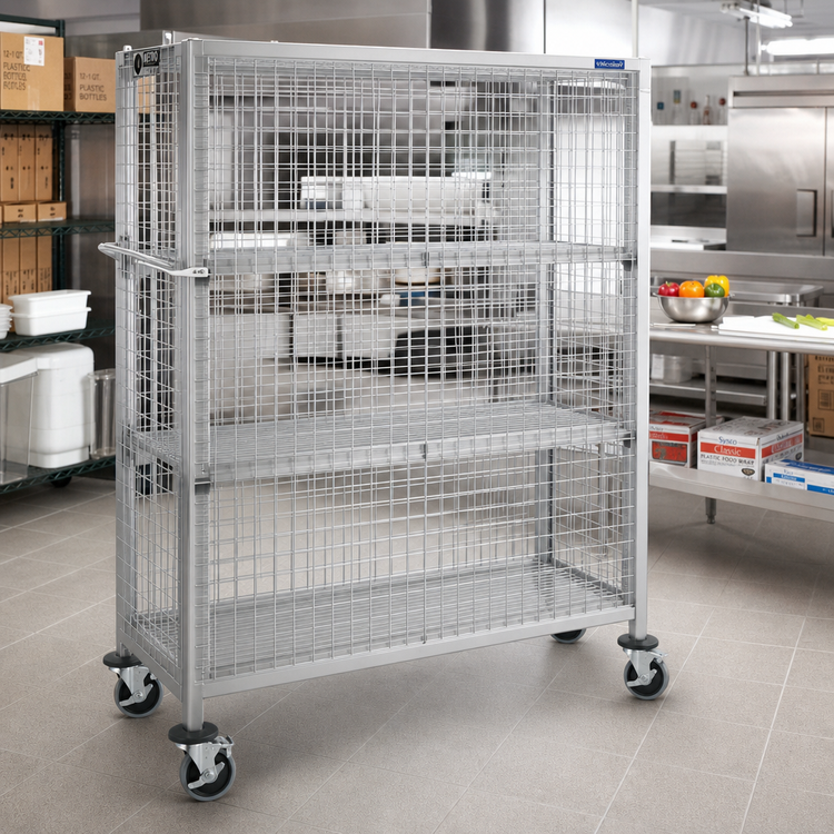 Product image #2 for Metro Super Erecta Metroseal 3 Mobile Wire Security Cage with Microban, 52-3/4 x 21-1/2 x 68-1/2 Inches
