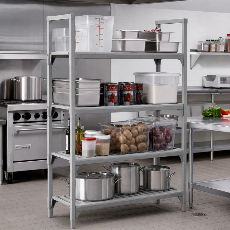 Product image #3 for Cambro Camshelving Premium 21" x 60" 4-Shelf Vented Shelf Kit