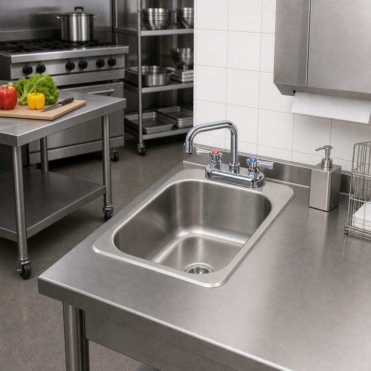Product image #2 for Krowne 13-Inch x 17-1/2-Inch Drop-In Stainless Steel Hand Sink with Faucet