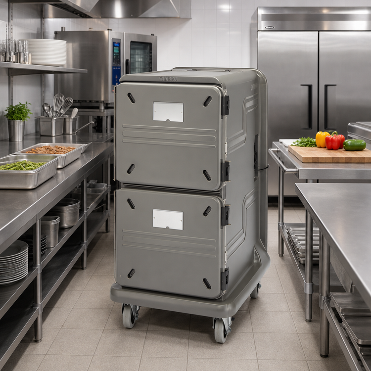 Product image #2 for Cambro Pro Cart Ultra Electric Insulated Front-Loading Hot Food Pan Carrier, 2 Heated Compartments, 16 GN 1/1 Pan Capacity