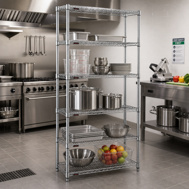 Product image #2 for Eagle Group 30-Inch Wide x 24-Inch Deep x 86-Inch High 5-Tier Chrome-Plated Wire Starter Shelving Unit