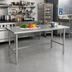 Thumbnail image #2 for Advance Tabco Premium Series Flat Top Open Base Work Table, 84-Inch W x 36-Inch D, 14 Gauge 304 Stainless Steel Top, Galvanized Legs