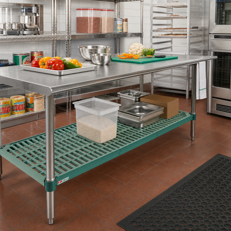 Product image #3 for Metro Super Erecta Pro 54"W x 18"D Vented Polymer Shelf with Metroseal 3 Epoxy-Coated Green Frame