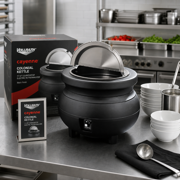 Product image #3 for Vollrath Cayenne Colonial Kettle 11 Qt Black Countertop Electric Rethermalizer Package