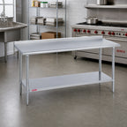 Thumbnail image #2 for Duke Manufacturing 316-3684-2R 84-Inch x 36-Inch Stainless Steel Work Table, 16-Gauge 300 Series Top, 1-1/8-Inch Riser, Galvanized Undershelf