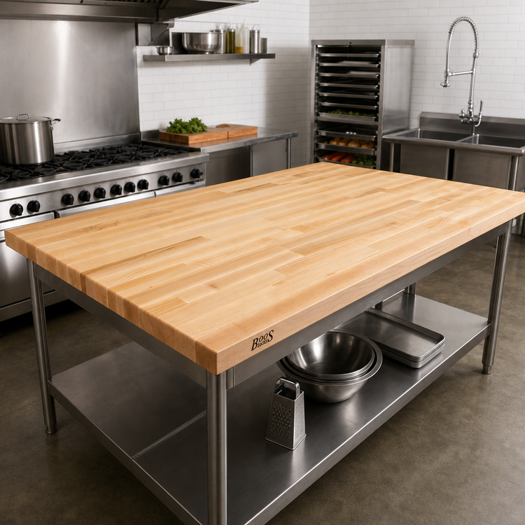Product image #2 for John Boos Boos Block 60" x 48" x 1-3/4" Northern Hard Rock Maple Kitchen Countertop, No Backsplash, Varnique Finish